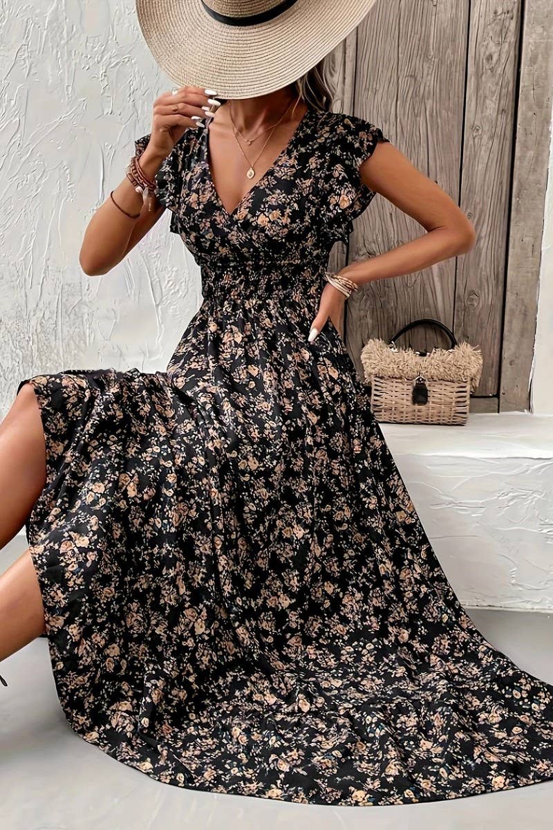 FRENCH STYLE FLORAL DRESS