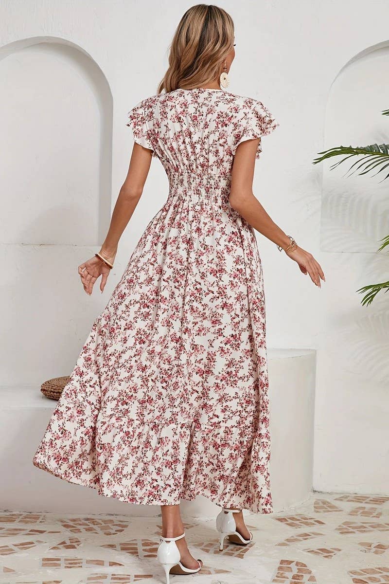 FRENCH STYLE FLORAL DRESS