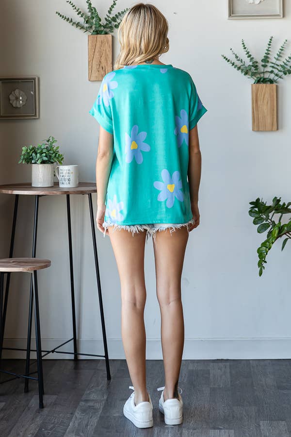 Knit Floral Print Top