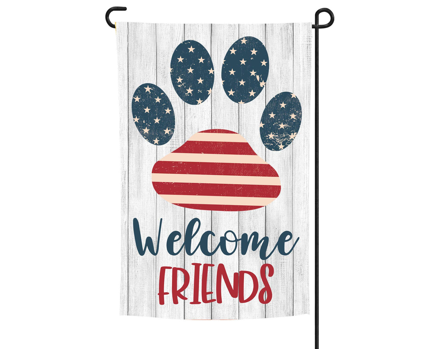 Garden Flag - Welcome Friends Patriotic Paw