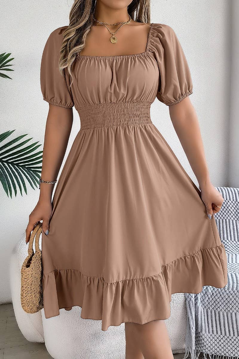 SQUARE NECK MIDI DRESS
