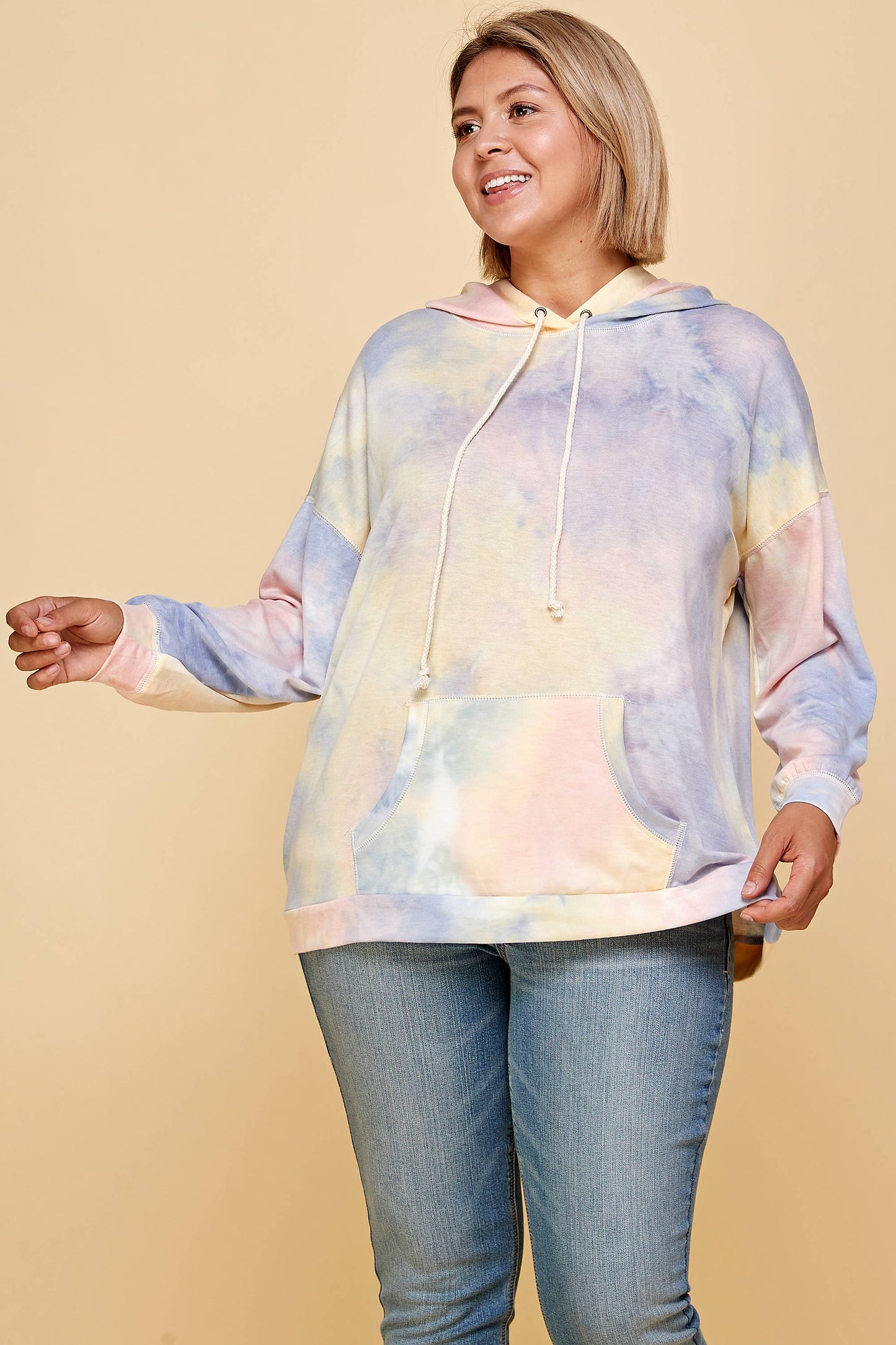 PLUS SIZE SORBET TIE DYE HOODIE