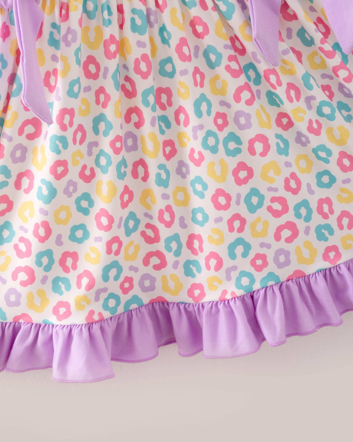 Easter Purple Blue Leopard Rabbit Bunny Ruffle Girl Dress