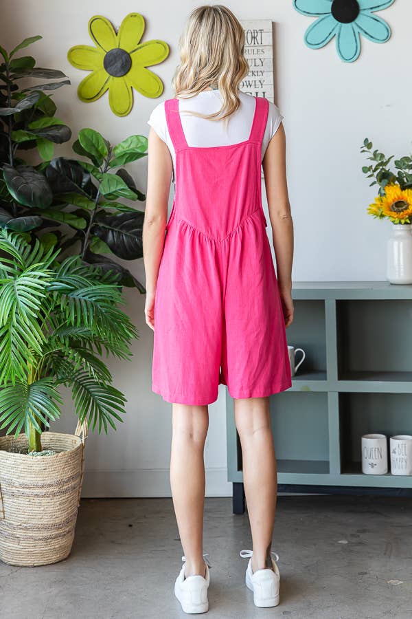 Linen Overall Romper w/pockets