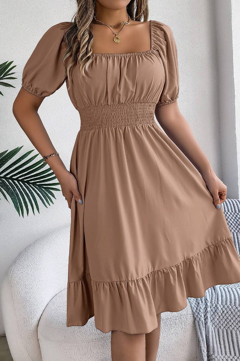 SQUARE NECK MIDI DRESS