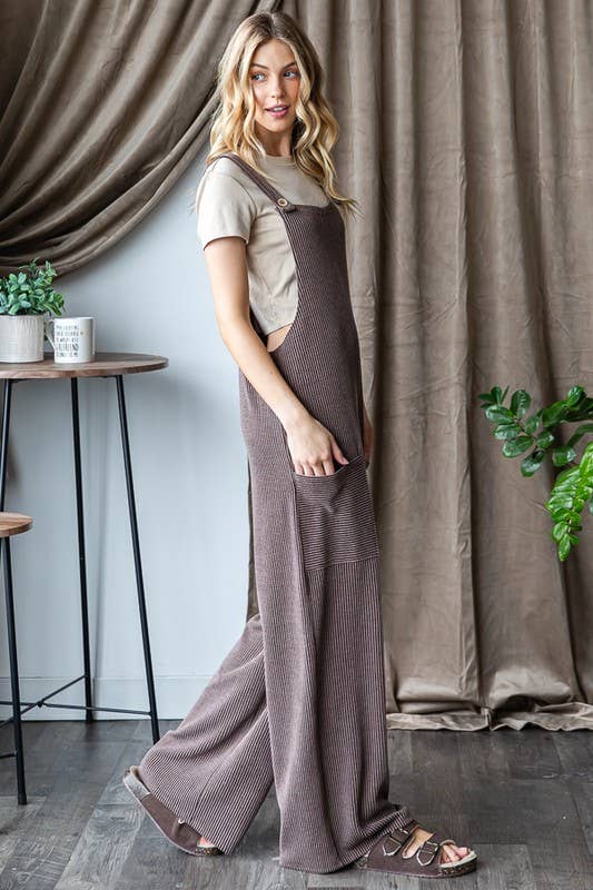 SOLID URBAN RIBBED JUMPSUITS