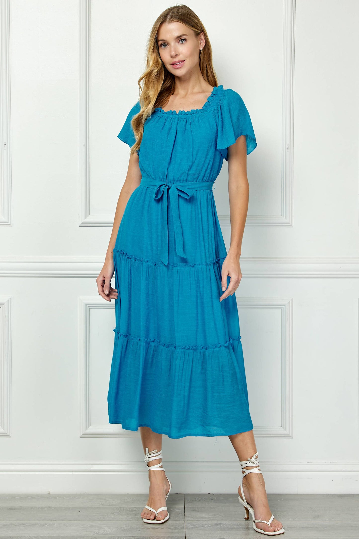 RUFFLE TIERED CROPPED MAXI WITH LINING