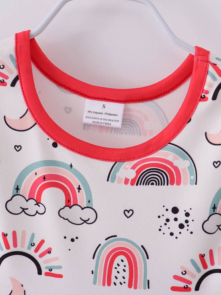Retro Rainbow Ruffle Girl Dress