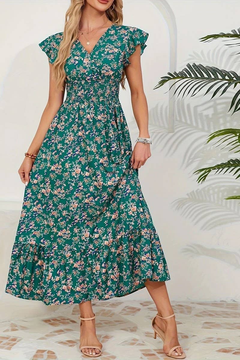 FRENCH STYLE FLORAL DRESS
