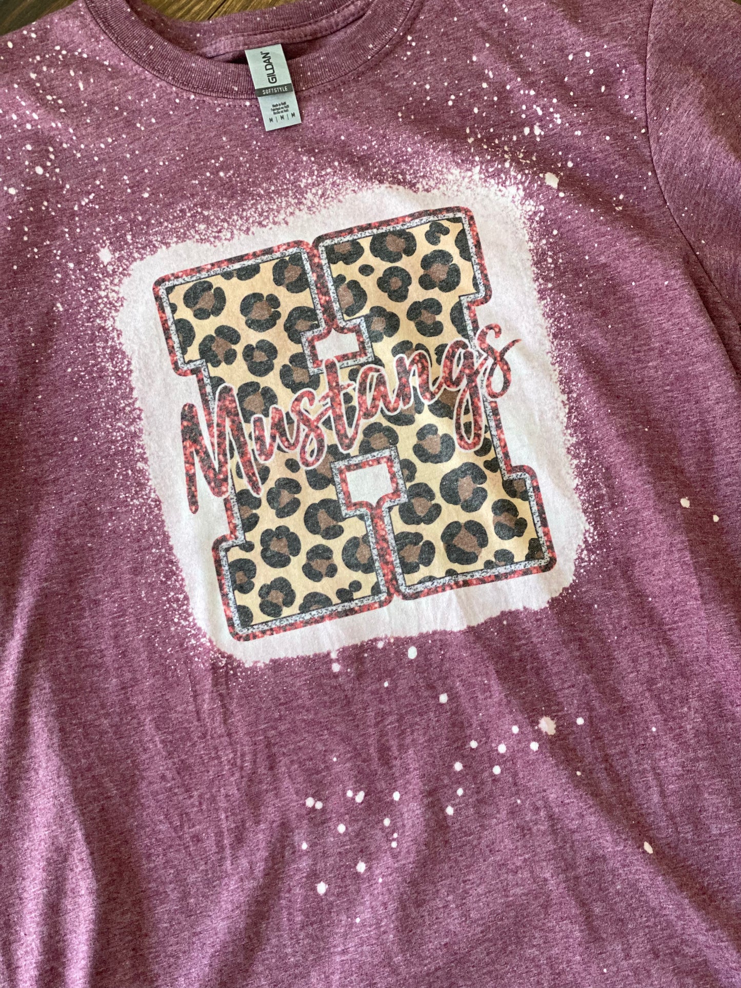 Bleached Tee- Holmes Mustangs