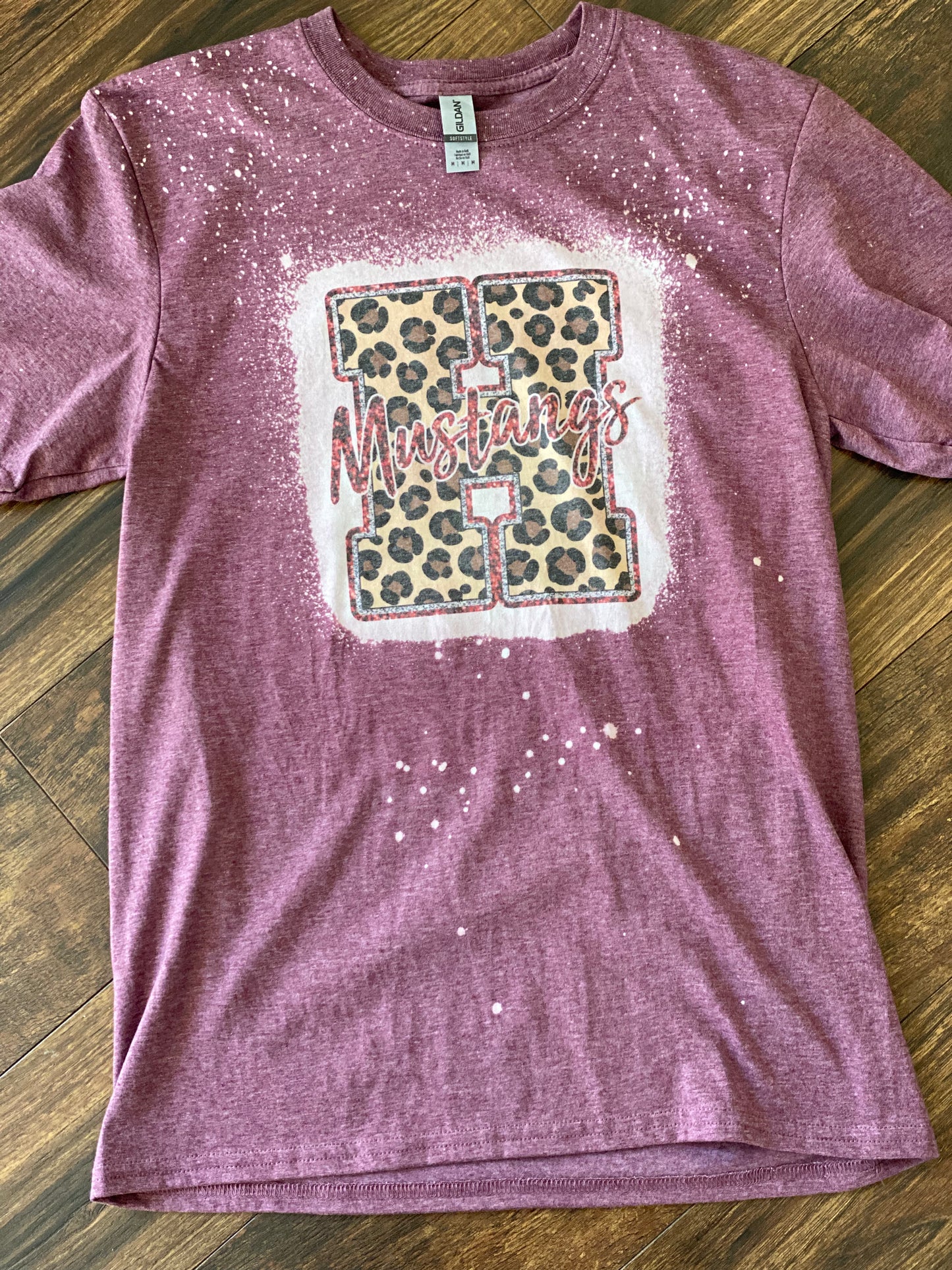 Bleached Tee- Holmes Mustangs