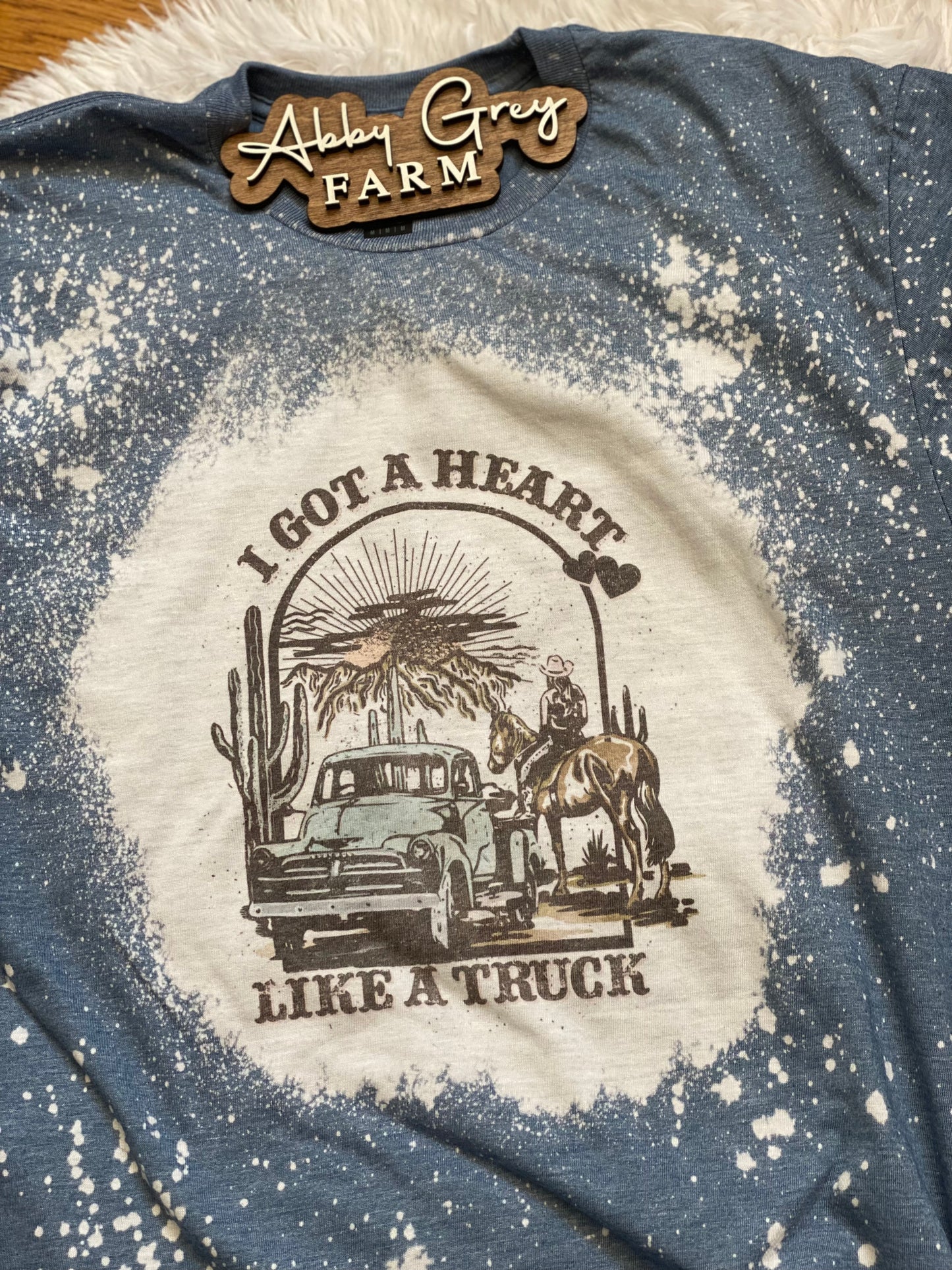 Bleached Tee- Heart like a Truck