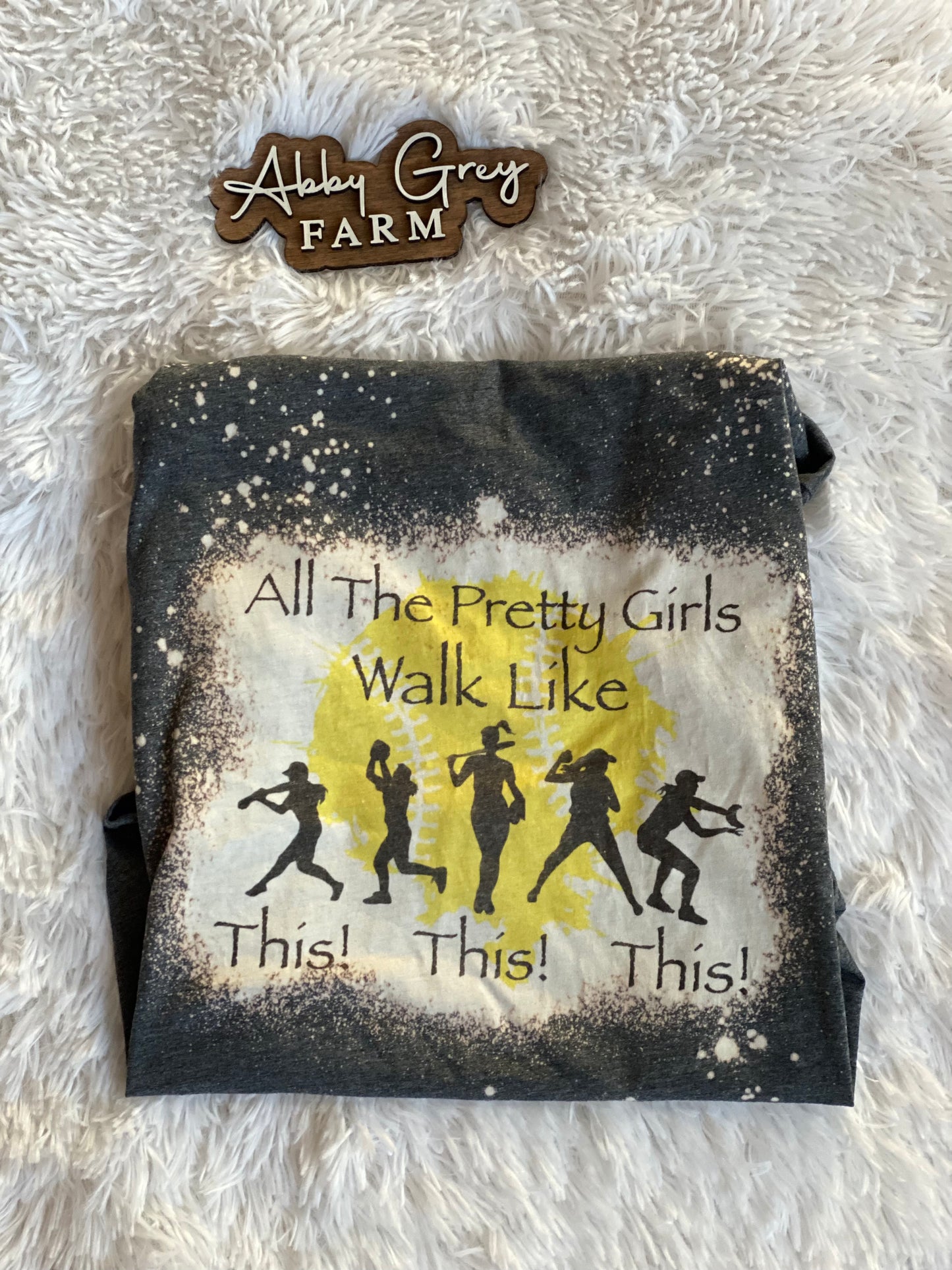 Bleached Tee Softball All the pretty girls