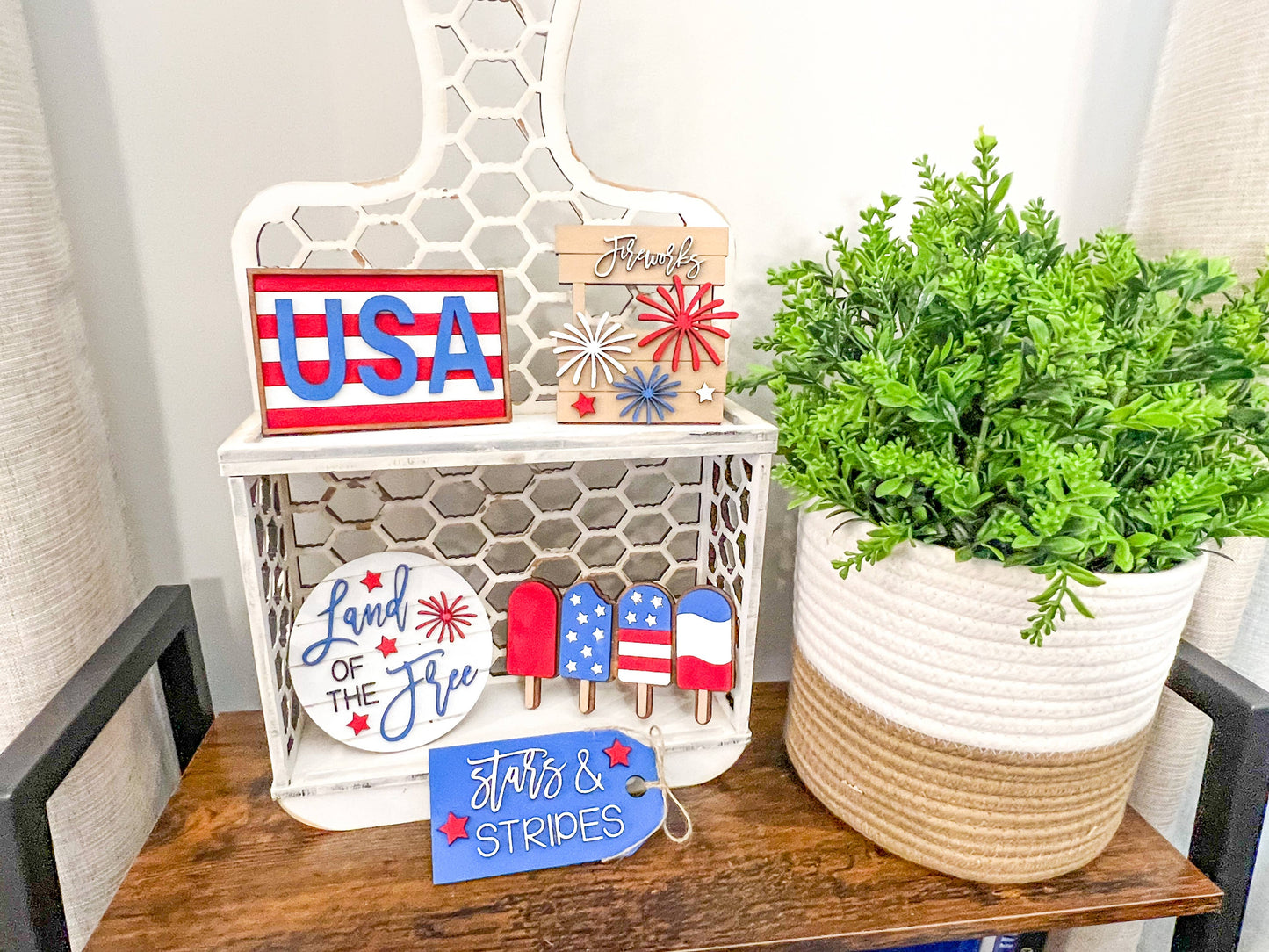 USA Tiered Tray | Americana Decor | Tiered Tray