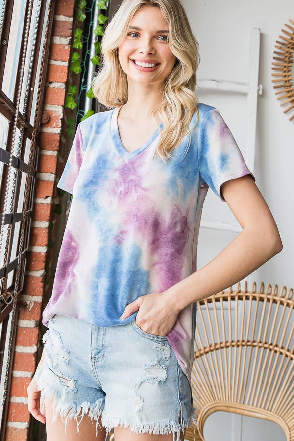 Purple & Blue Tie Dye Top
