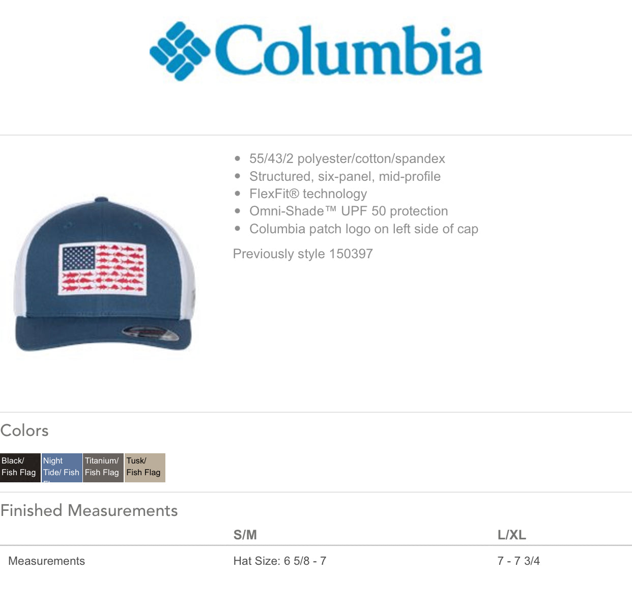 Columbia- PFG Fish Flag Cap Night Tide