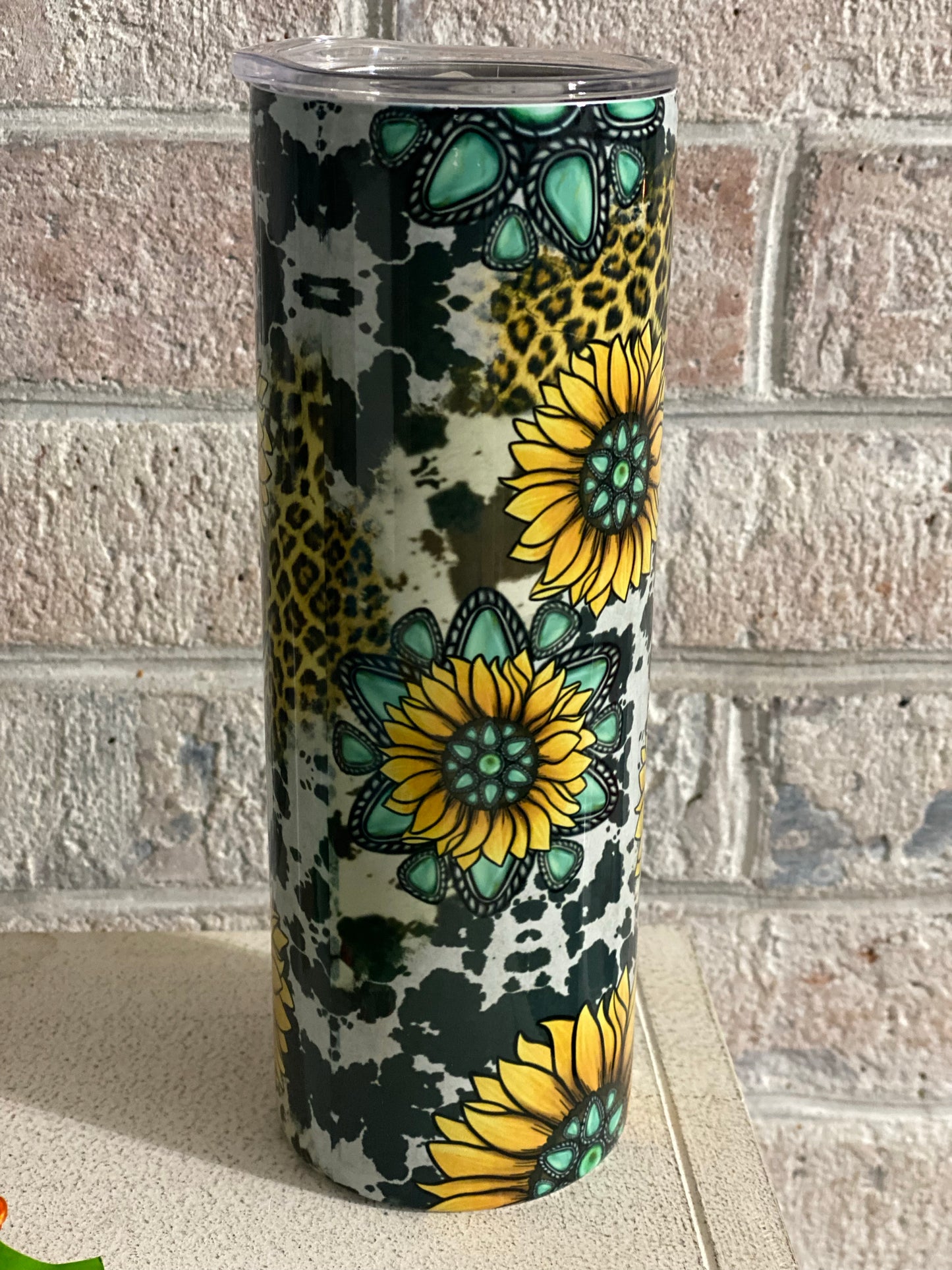 20oz. Tumbler Cow Sunflower Western Design