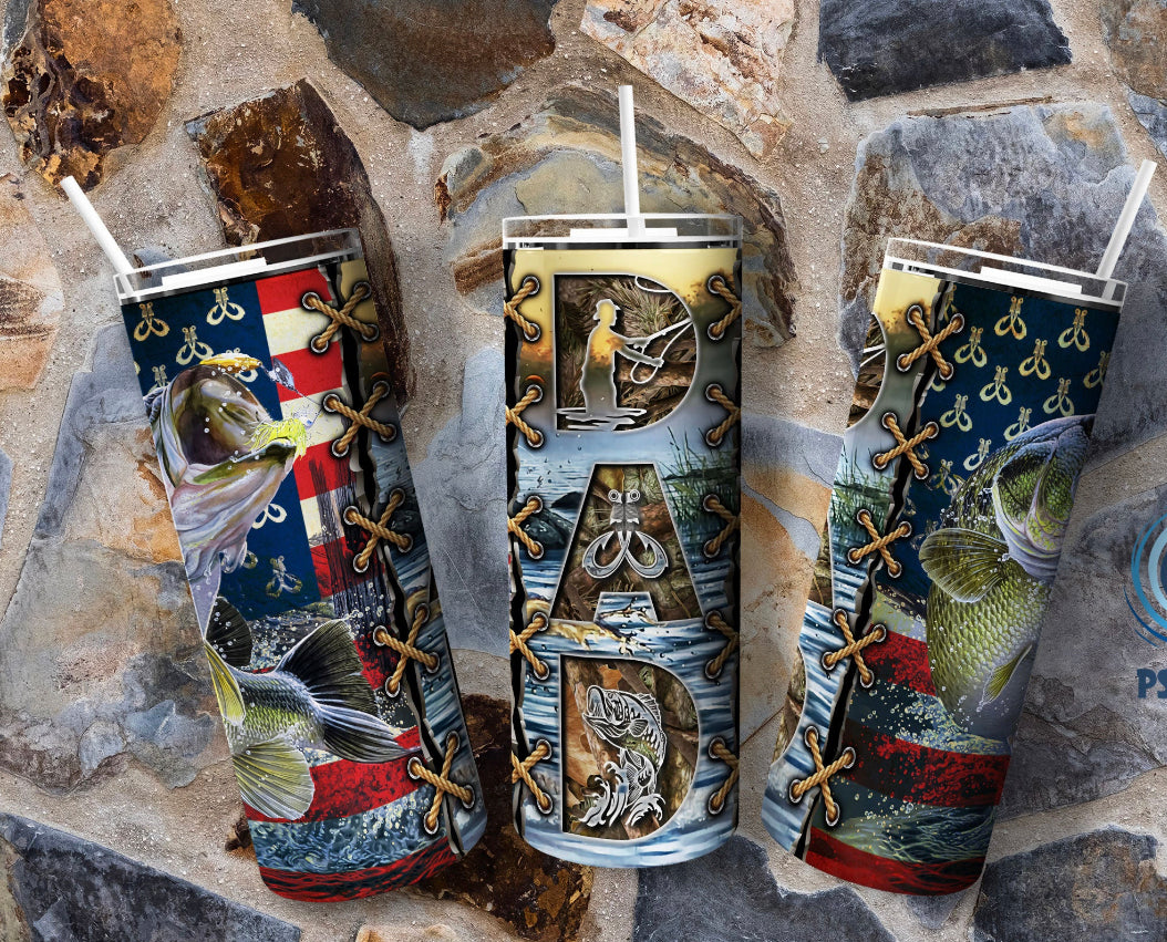 20oz. DAD Tumbler Fishing Design