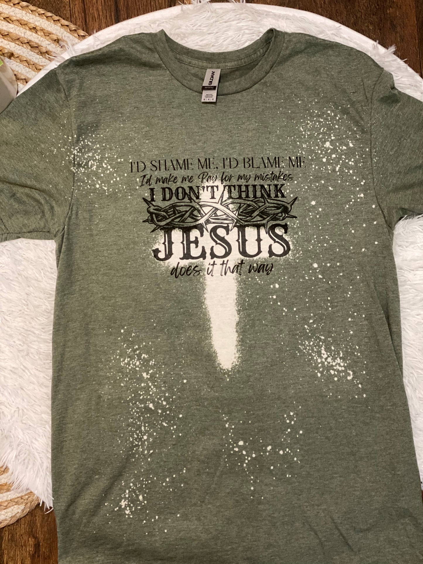 Cross Bleached Tee I Don’t Think Jesus Does it That Way