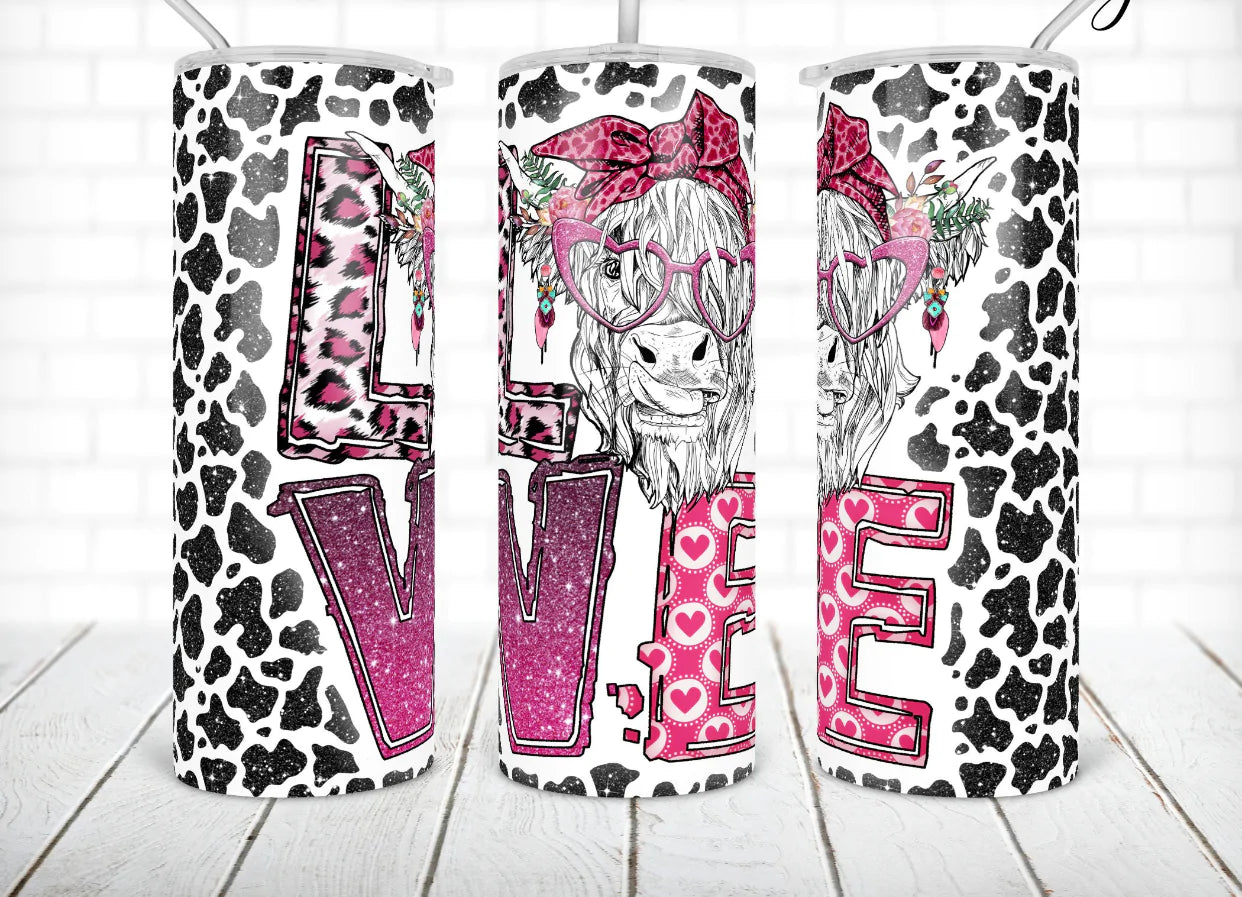 20oz. Tumbler LOVE Highland Cow