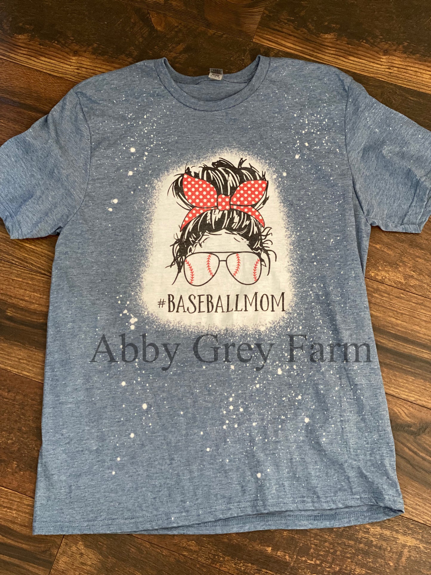 Bleached Tee- Messy Bun Baseball Mom
