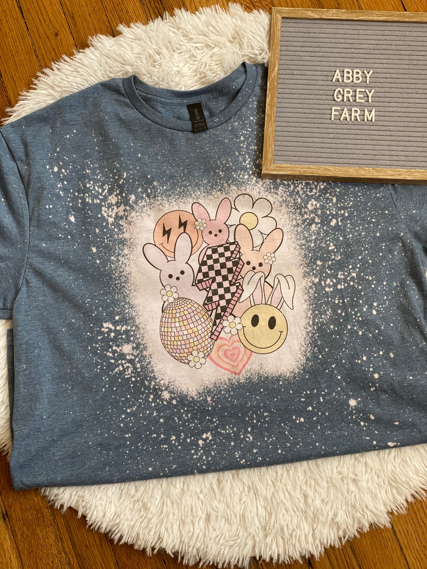 Bleached Tee- Retro Bunnies