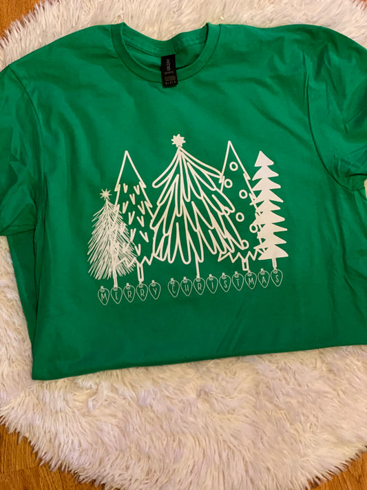 Merry Christmas Trees Graphic Tee