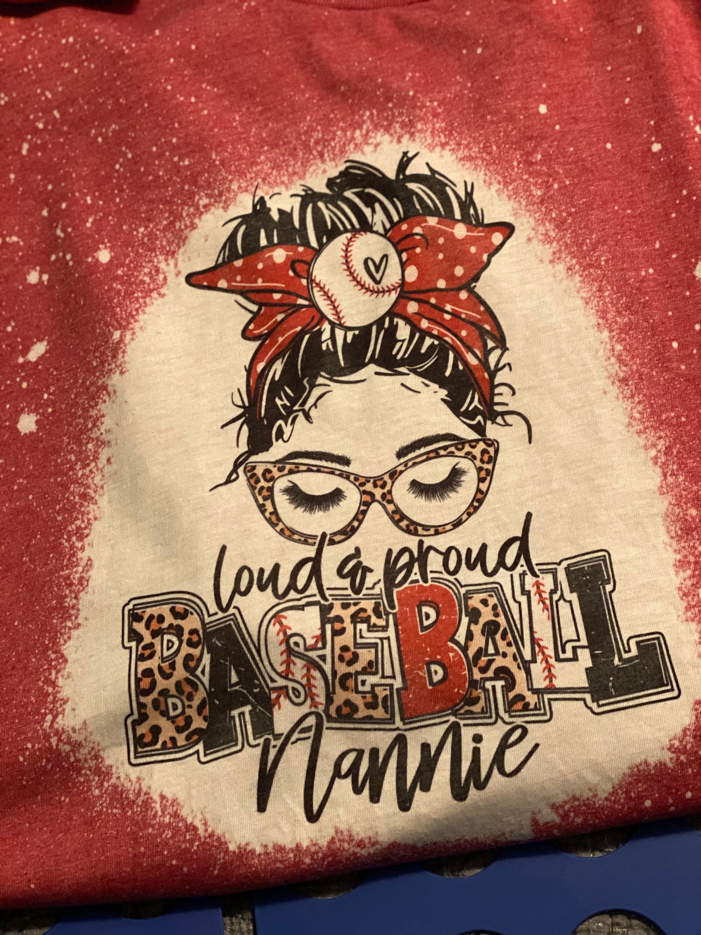 Bleached Tee Baseball Cousin, Aunt, Nannie