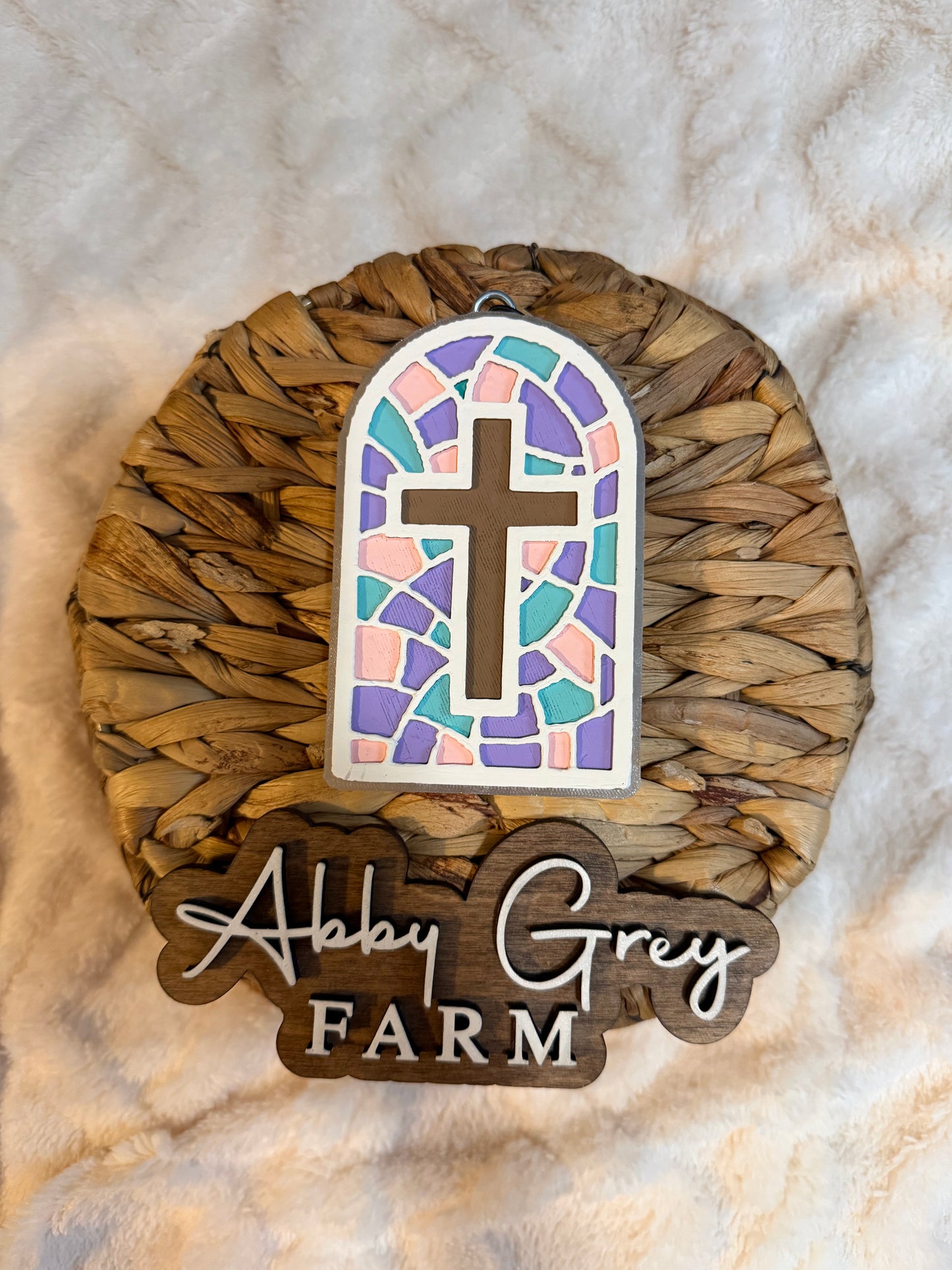 PRE-ORDER-  Stained Glass Cross Freshie