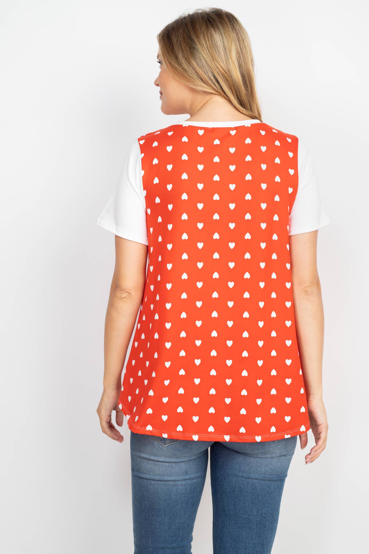 HEART PRINT RAGLAN POCKET TOP