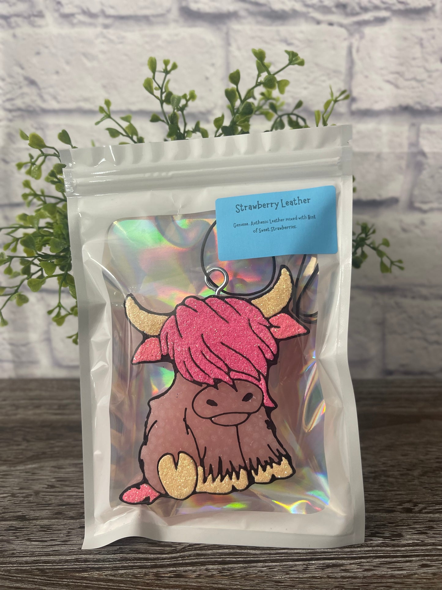 Strawberry Leather- Pink Highland Cow Freshie