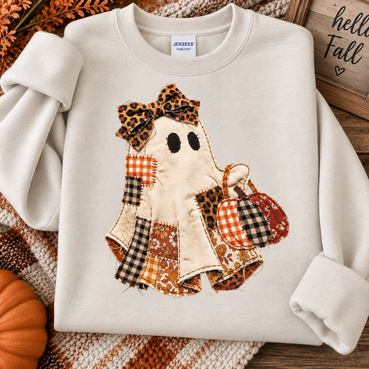 Patchwork Ghost Crewneck Sweatshirt
