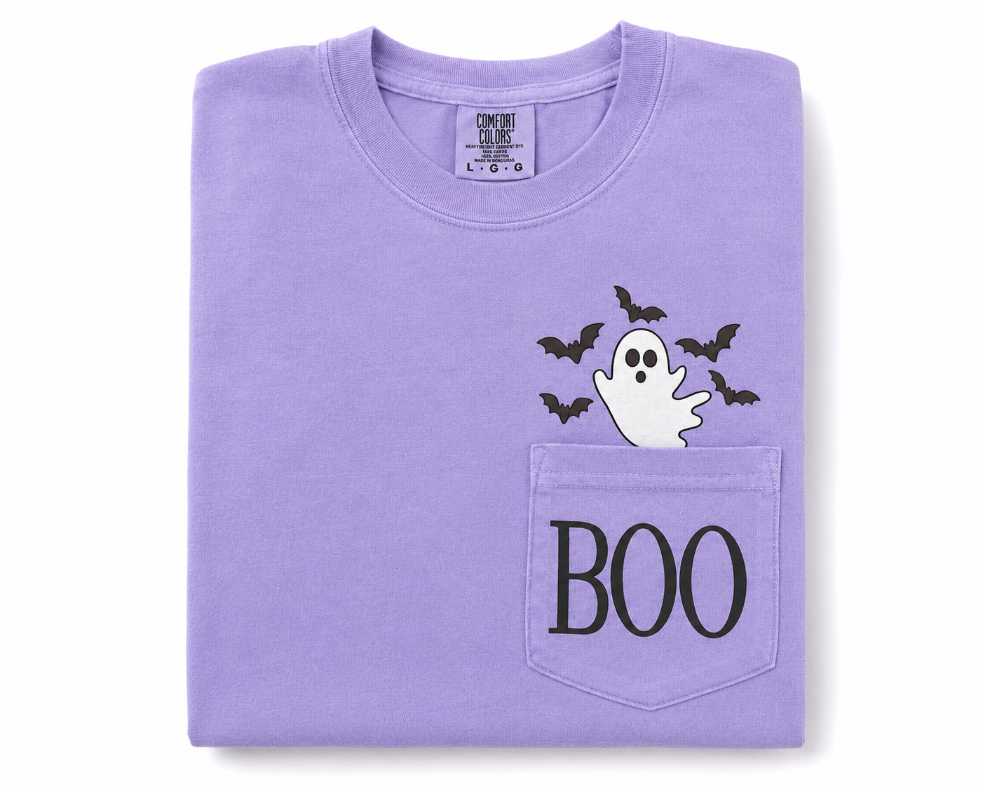 BOO Ghost Tee Pocket Comfort Colors