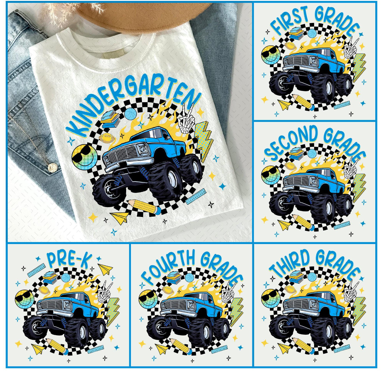 PRE ORDER: YOUTH Blue Monster Truck Grade Tee