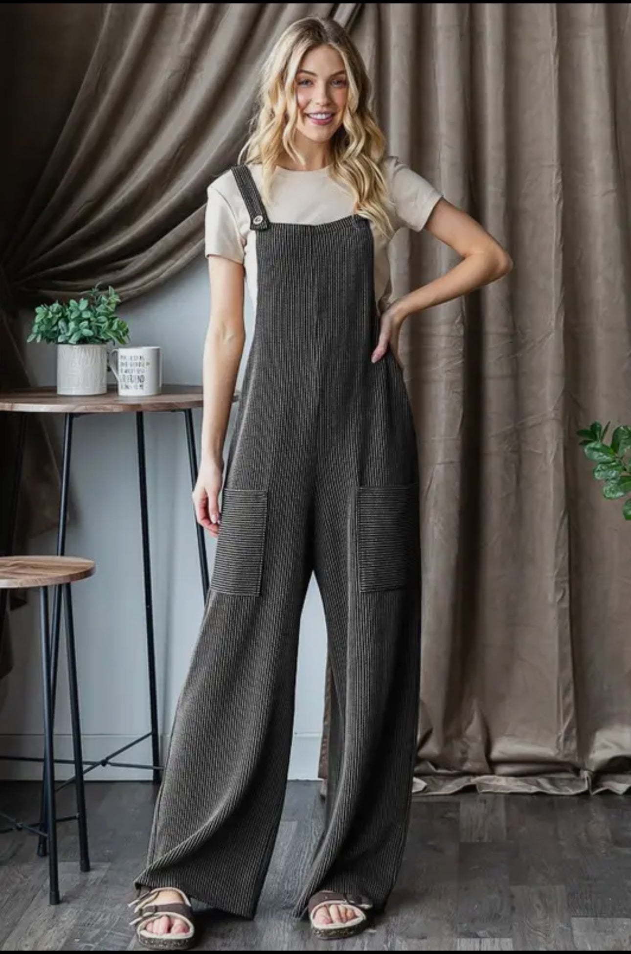 SOLID URBAN RIBBED JUMPSUITS