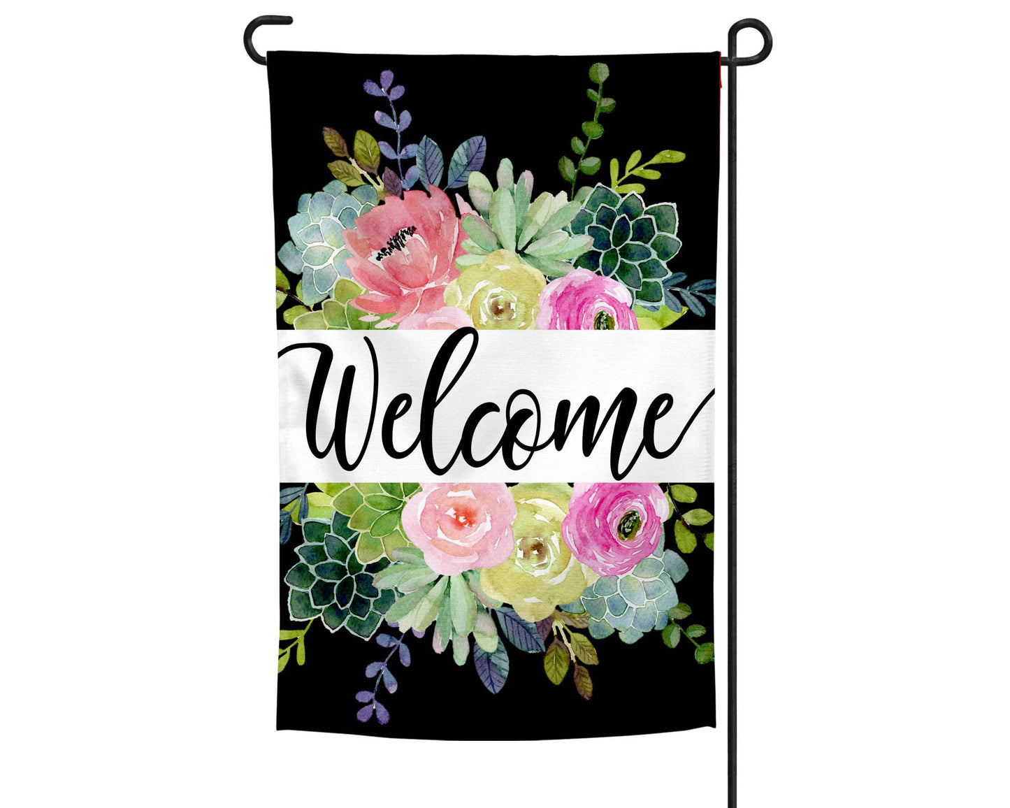 Garden Flag - Welcome Floral Succulents