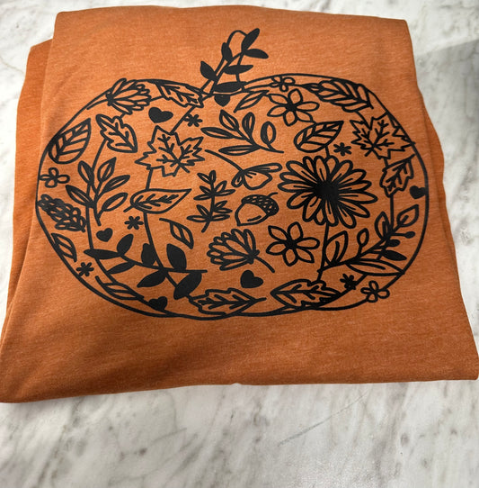 Floral Leaves Pumpkin Graphic Tee