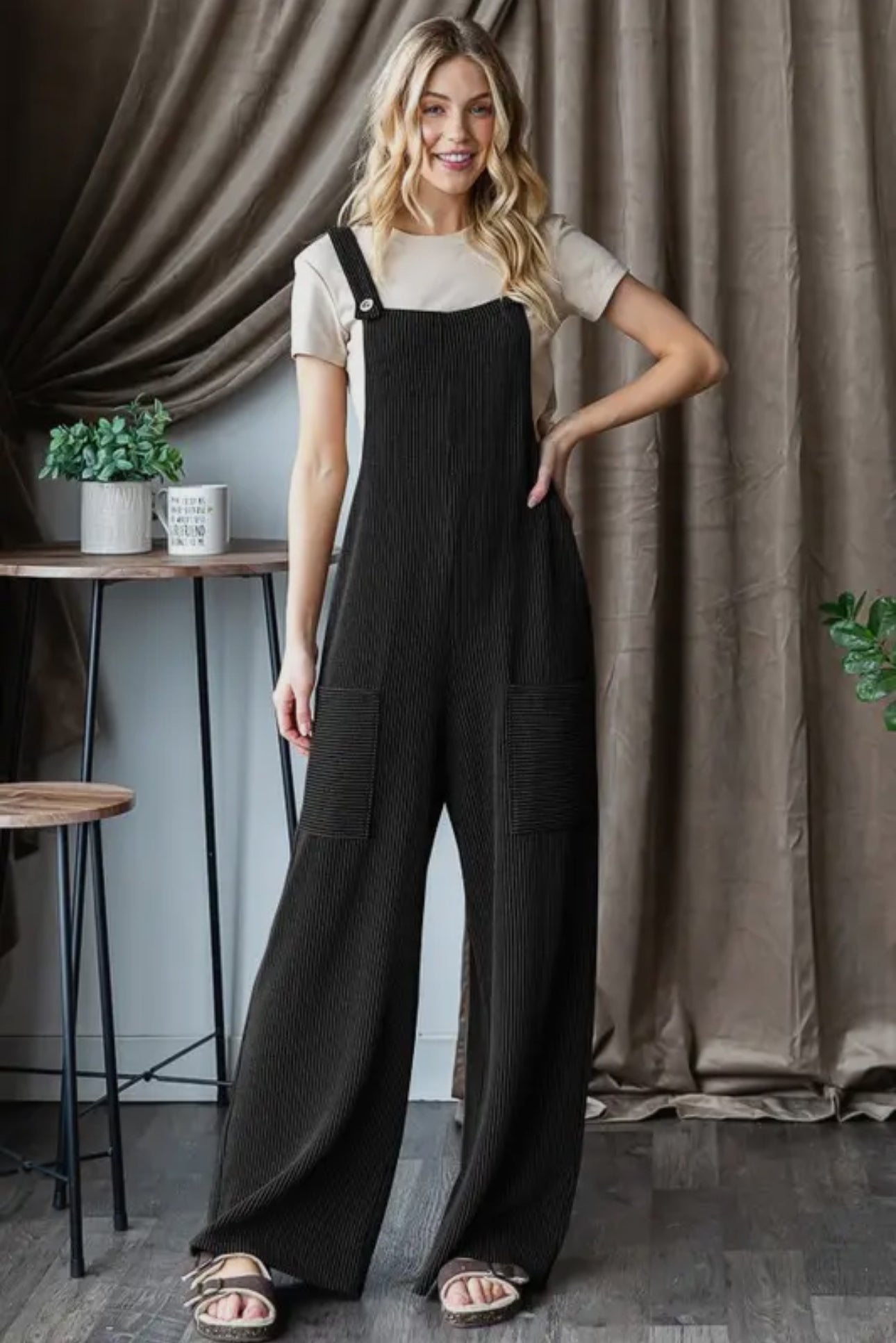 SOLID URBAN RIBBED JUMPSUITS