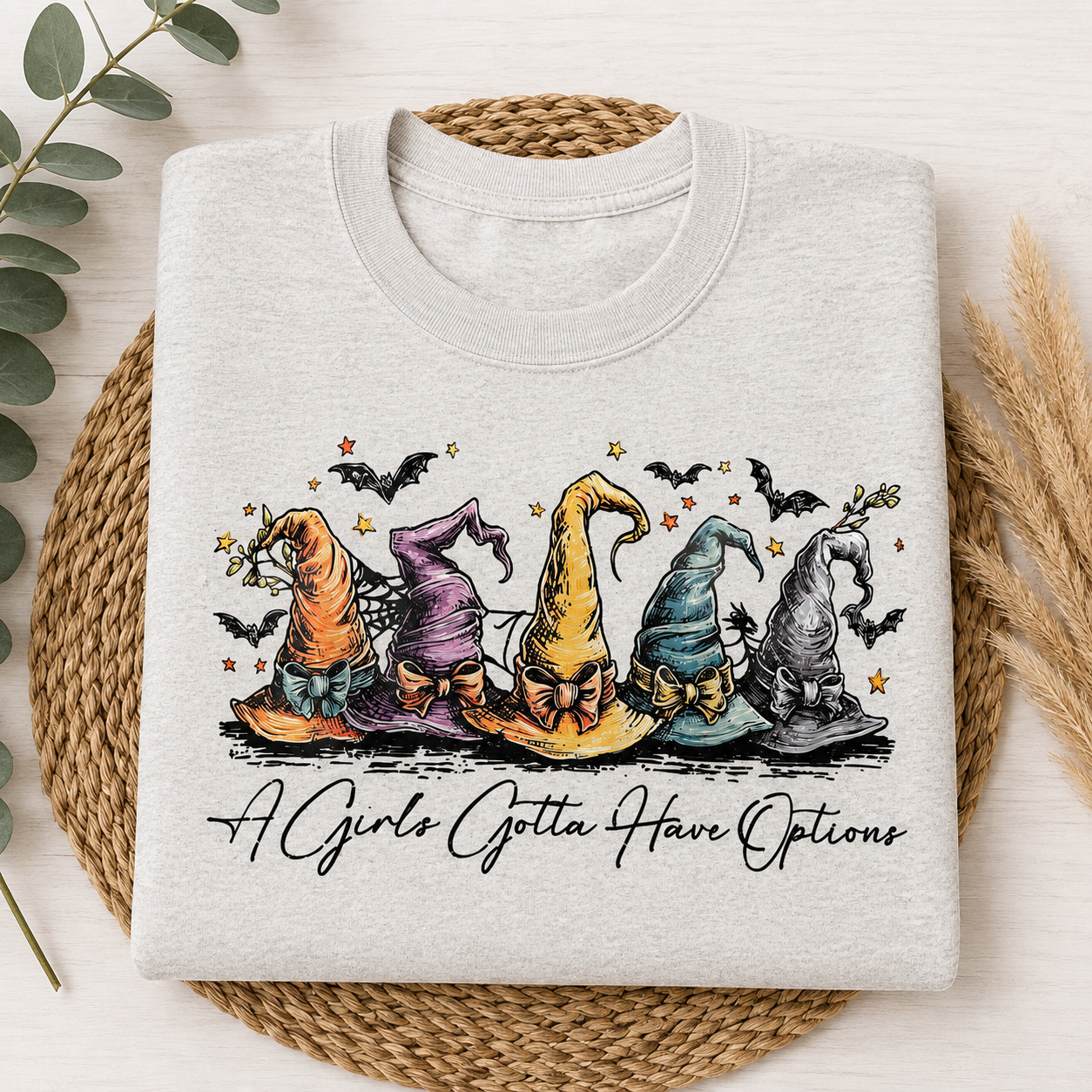 A Girls Gotta Have Options Witches Hat Graphic Tee