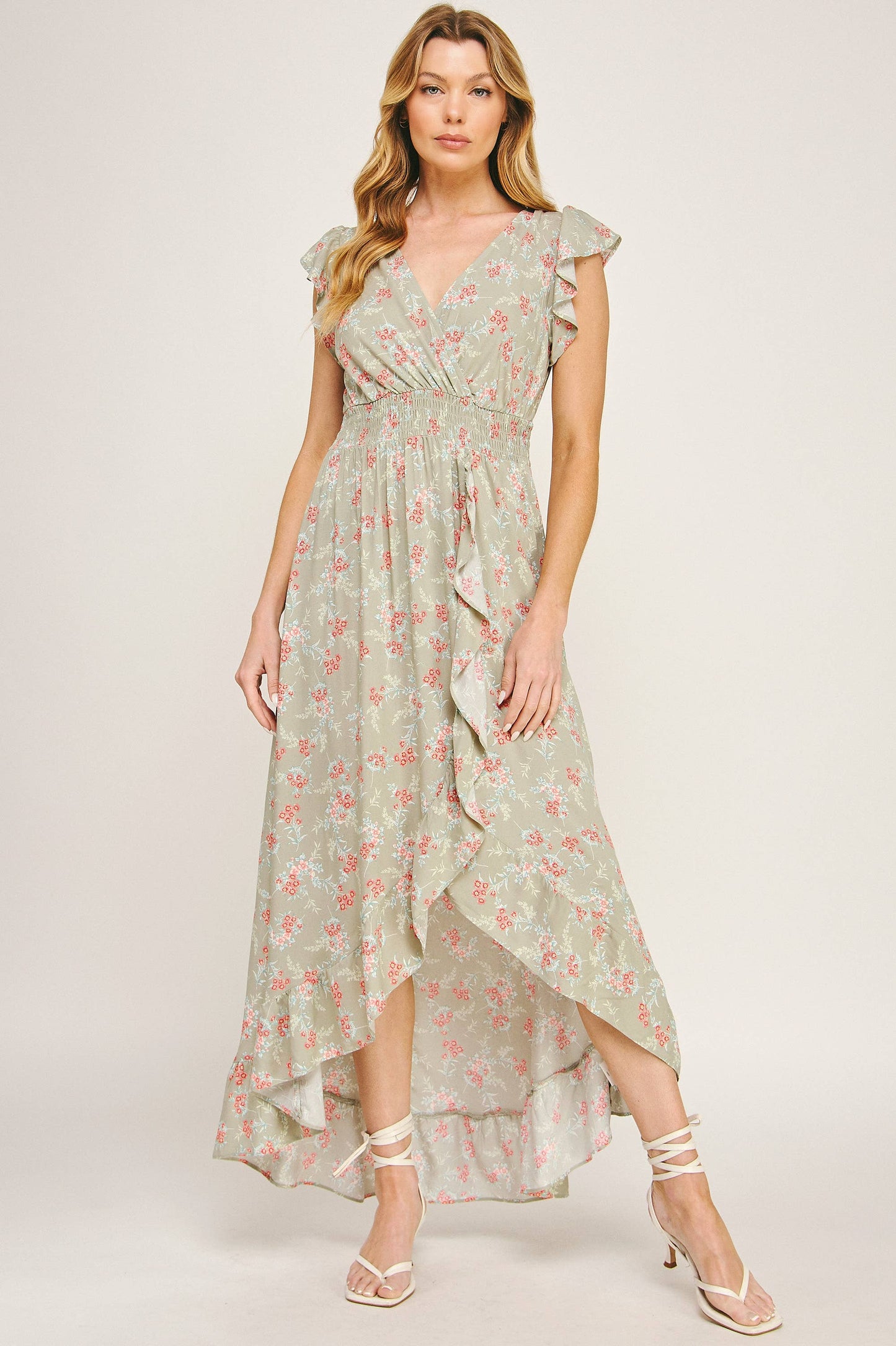 FLOW MAXI DRESS W/ RUFFLE DETAIL