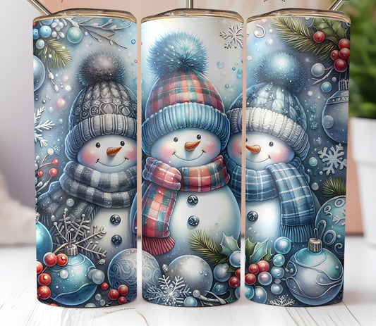 20oz. Tumbler Three Snowman Christmas Design