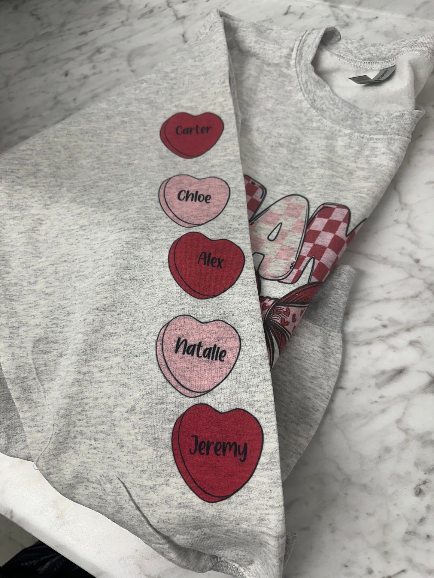 Mama Personalized with hearts Crewneck Sweatshirt