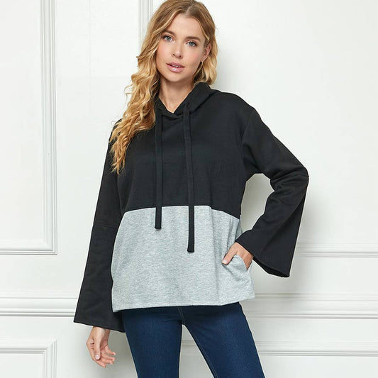 COLOR BLOCKED SWEATSHIRT WITH HOODIE