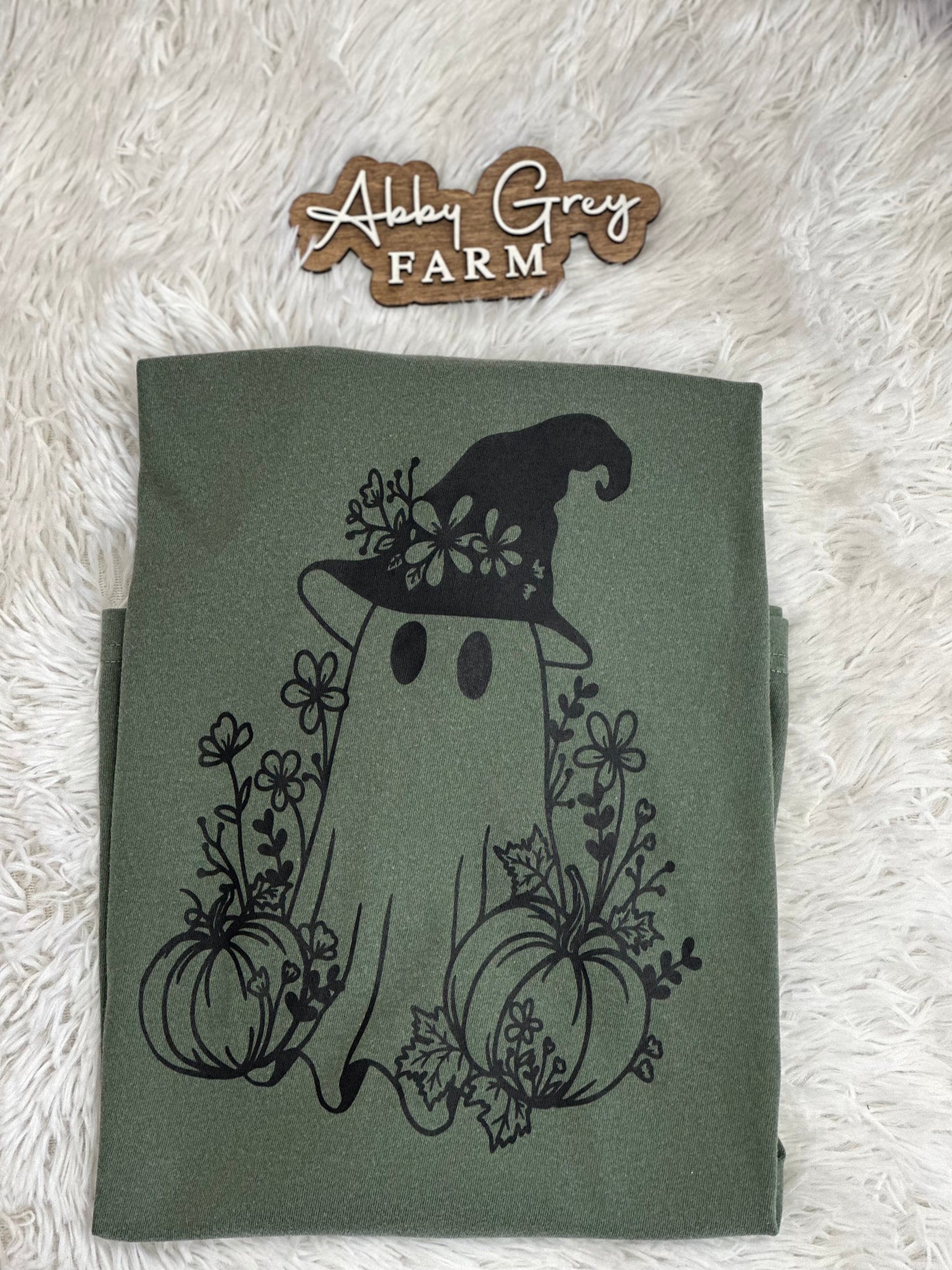 Floral Ghost with Pumpkins… Comfort Colors- Garment-Dyed Heavyweight T-Shirt