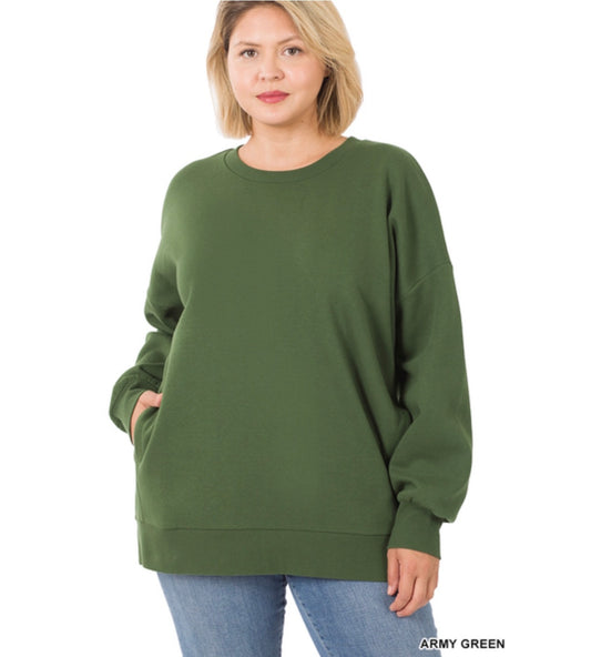 Crewneck Sweatshirt with SIDE POCKETS