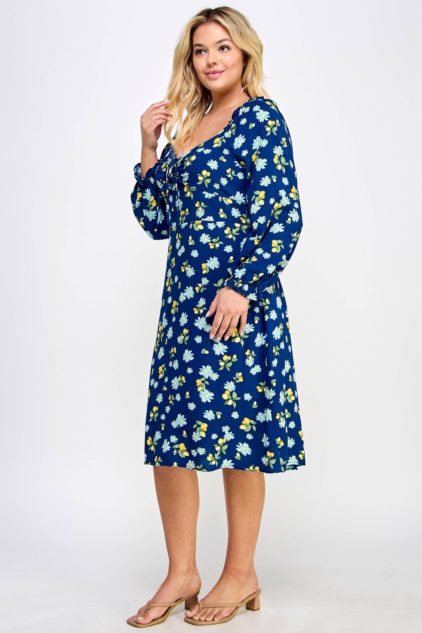 PLUS SIZE 3/4 SLEEVE MIDI DRESS