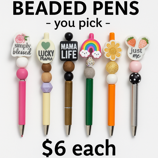 Decorative Beaded Pens- You Pick