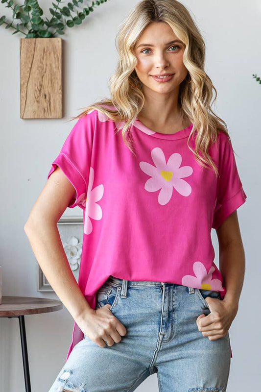Knit Floral Print Top