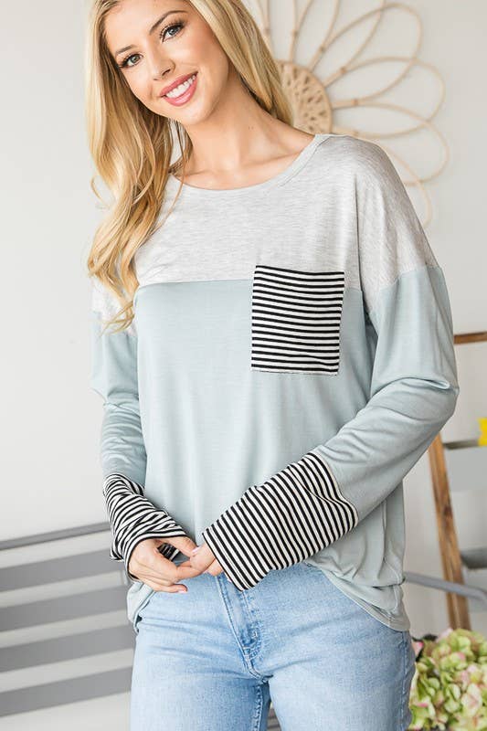 DUSTY MINT SOLID COLOR BLOCK TOP