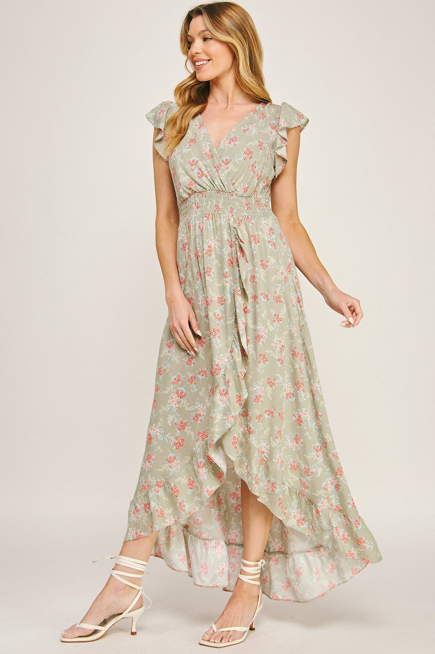 FLOW MAXI DRESS W/ RUFFLE DETAIL